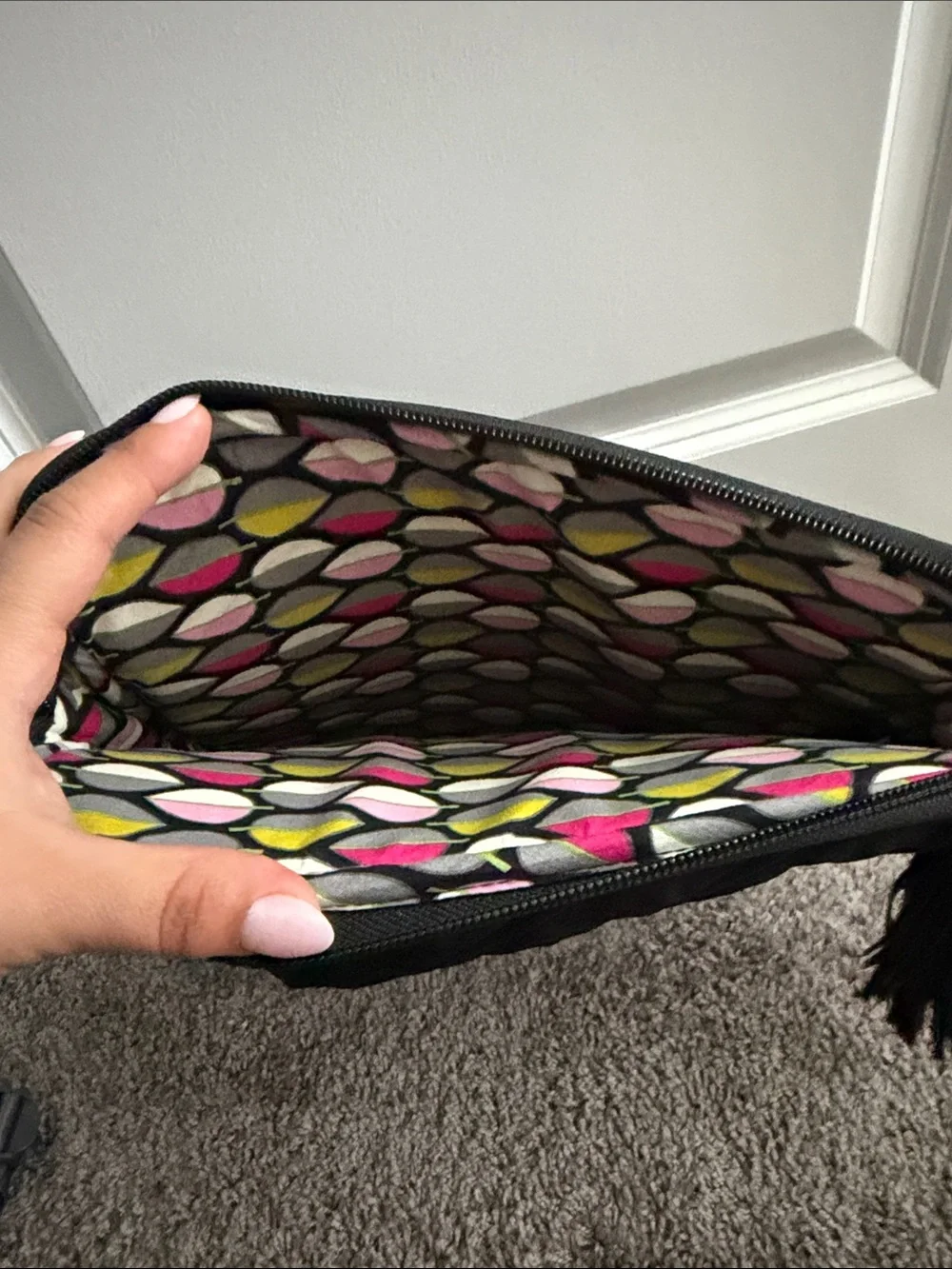 Vera Bradley Quilted Black Laptop Sleeve with Tassel Charm - Women Bags